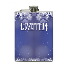 Фляга с принтом Новогодний Led Zeppelin в Белгороде, металлический корпус | емкость 0,22 л, размер 125 х 94 мм. Виниловая наклейка запечатывается полностью | Тематика изображения на принте: 
