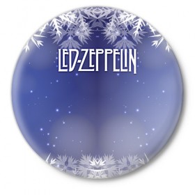 Значок с принтом Новогодний Led Zeppelin в Белгороде,  металл | круглая форма, металлическая застежка в виде булавки | Тематика изображения на принте: 