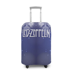 Чехол для чемодана 3D с принтом Новогодний Led Zeppelin в Белгороде, 86% полиэфир, 14% спандекс | двустороннее нанесение принта, прорези для ручек и колес | 