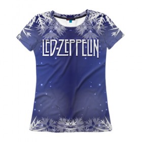 Женская футболка 3D с принтом Новогодний Led Zeppelin в Белгороде, 100% полиэфир ( синтетическое хлопкоподобное полотно) | прямой крой, круглый вырез горловины, длина до линии бедер | 