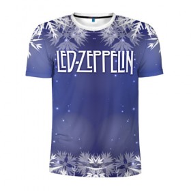 Мужская футболка 3D спортивная с принтом Новогодний Led Zeppelin в Белгороде, 100% полиэстер с улучшенными характеристиками | приталенный силуэт, круглая горловина, широкие плечи, сужается к линии бедра | 