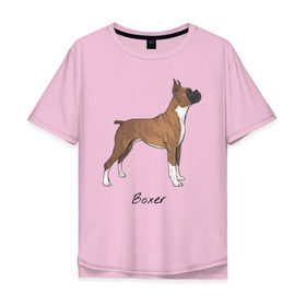 Мужская футболка хлопок Oversize с принтом Немецкий Боксер в Белгороде, 100% хлопок | свободный крой, круглый ворот, “спинка” длиннее передней части | Тематика изображения на принте: boxer | dog | боксёр | собака | собака боксер | собаки