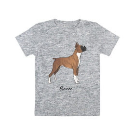 Детская футболка хлопок с принтом Немецкий Боксер в Белгороде, 100% хлопок | круглый вырез горловины, полуприлегающий силуэт, длина до линии бедер | boxer | dog | боксёр | собака | собака боксер | собаки