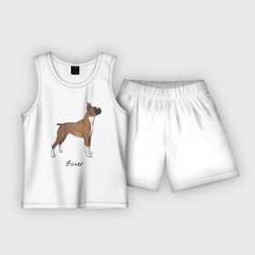 Детская пижама с шортами хлопок с принтом Немецкий Боксер в Белгороде,  |  | boxer | dog | боксёр | собака | собака боксер | собаки