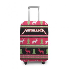 Чехол для чемодана 3D с принтом Новогодняя Metallica в Белгороде, 86% полиэфир, 14% спандекс | двустороннее нанесение принта, прорези для ручек и колес | 