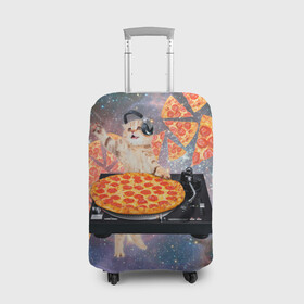 Чехол для чемодана 3D с принтом Кот Диджей в Белгороде, 86% полиэфир, 14% спандекс | двустороннее нанесение принта, прорези для ручек и колес | cat | cosmos | dj | fast | fastfood | food | meme | party | pizza | space | вечеринка | диджей | еда | космос | кошак | кошка | мем | пицца | фастфуд