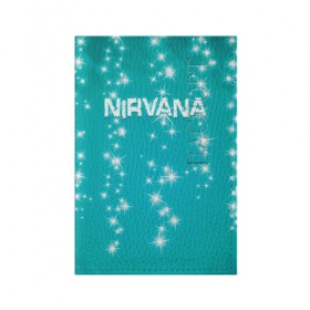 Обложка для паспорта матовая кожа с принтом Новогодняя Nirvana в Белгороде, натуральная матовая кожа | размер 19,3 х 13,7 см; прозрачные пластиковые крепления | 