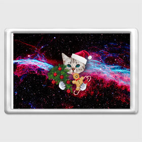 Магнит 45*70 с принтом astro cat в Белгороде, Пластик | Размер: 78*52 мм; Размер печати: 70*45 | art | cat | new year | pizza | space | абстракция | еда | ёлка | звезды | киса | космос | кот | кот в космосе | кот с едой | котенок | котик | кошка | новый год | пицца | праздник | рождество | шапка