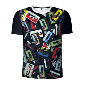 Мужская футболка 3D спортивная с принтом 90-е в Белгороде, 100% полиэстер с улучшенными характеристиками | приталенный силуэт, круглая горловина, широкие плечи, сужается к линии бедра | music | детство | кассета | молодость | музыка | перестройка | ретро | ссср