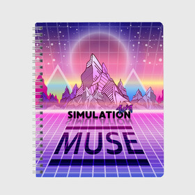 Тетрадь с принтом Simulation Theory Muse в Белгороде, 100% бумага | 48 листов, плотность листов — 60 г/м2, плотность картонной обложки — 250 г/м2. Листы скреплены сбоку удобной пружинной спиралью. Уголки страниц и обложки скругленные. Цвет линий — светло-серый
 | matthew bellamy | muse | simulation theory | мьюз | мэт бэллами | мэтью беллами