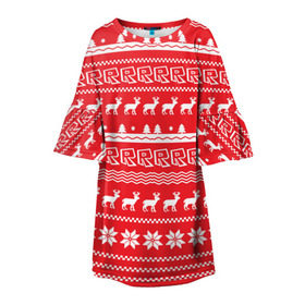 Детское платье 3D с принтом Новогодний Roblox в Белгороде, 100% полиэстер | прямой силуэт, чуть расширенный к низу. Круглая горловина, на рукавах — воланы | dynablocks | roblox | блоки | вселенная | герои | год | кубики | новый | роблокс | снег | снежинки | узор