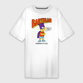 Платье-футболка хлопок с принтом Барт Симпсон в Белгороде,  |  | bart simpson | simpsons | барт | барт симпсон | бартмен | симпcоны | супергерой