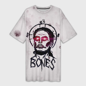 Платье-футболка 3D с принтом BONES Sesh Team в Белгороде,  |  | bones | elmo kennedy | hip hop | rap | rapper | scream | sesh | skull | кости | костя | рэп | рэпер | сеш | скрим | сэш | хип хоп | череп | элмо кеннеди