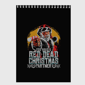 Скетчбук с принтом Red Dead Christmas в Белгороде, 100% бумага
 | 48 листов, плотность листов — 100 г/м2, плотность картонной обложки — 250 г/м2. Листы скреплены сверху удобной пружинной спиралью | christmas | dead | gamer | john | marston | new | rdr | red | redemption | rockstar | shooter | western | xmas | year | вестерн | джон | марстон | рождество | шутер