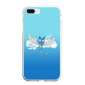 Чехол для iPhone 7Plus/8 Plus матовый с принтом Happy Aye! (Fairy Tail) в Белгороде, Силикон | Область печати: задняя сторона чехла, без боковых панелей | anime | blue | cat | fairy tail | happy | аниме | кот | кошка | синий | хвост феи | хэппи