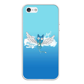 Чехол для iPhone 5/5S матовый с принтом Happy Aye! (Fairy Tail) в Белгороде, Силикон | Область печати: задняя сторона чехла, без боковых панелей | anime | blue | cat | fairy tail | happy | аниме | кот | кошка | синий | хвост феи | хэппи