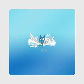 Магнит виниловый Квадрат с принтом Happy Aye! (Fairy Tail) в Белгороде, полимерный материал с магнитным слоем | размер 9*9 см, закругленные углы | Тематика изображения на принте: anime | blue | cat | fairy tail | happy | аниме | кот | кошка | синий | хвост феи | хэппи