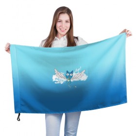 Флаг 3D с принтом Happy Aye! (Fairy Tail) в Белгороде, 100% полиэстер | плотность ткани — 95 г/м2, размер — 67 х 109 см. Принт наносится с одной стороны | anime | blue | cat | fairy tail | happy | аниме | кот | кошка | синий | хвост феи | хэппи