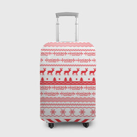 Чехол для чемодана 3D с принтом Новогодний Horizon Zero Dawn в Белгороде, 86% полиэфир, 14% спандекс | двустороннее нанесение принта, прорези для ручек и колес | 2019 | action | rpg | год | игра | новый | олени | рождество | снежинки | узор | элой | эшли бёрч