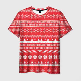 Мужская футболка 3D с принтом Новогодний BATTLEFIELD в Белгороде, 100% полиэфир | прямой крой, круглый вырез горловины, длина до линии бедер | 2019 | битвы | год | новый | олени | поле | рождество | снежинки | тактический | узор | шутер