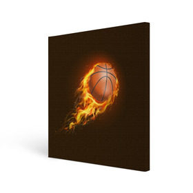 Холст квадратный с принтом Баскетбол в Белгороде, 100% ПВХ |  | баскетбол | мяч | огонь