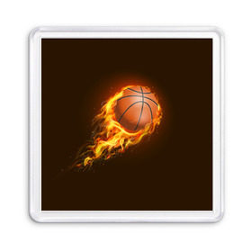 Магнит 55*55 с принтом Баскетбол в Белгороде, Пластик | Размер: 65*65 мм; Размер печати: 55*55 мм | баскетбол | мяч | огонь