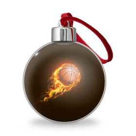 Ёлочный шар с принтом Баскетбол в Белгороде, Пластик | Диаметр: 77 мм | Тематика изображения на принте: баскетбол | мяч | огонь