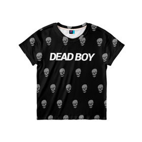 Детская футболка 3D с принтом Bones Deadboy в Белгороде, 100% гипоаллергенный полиэфир | прямой крой, круглый вырез горловины, длина до линии бедер, чуть спущенное плечо, ткань немного тянется | bones | boy | dead | deadboy | elmo | hdmi | hip | hop | kennedy | metal | rap | rapper | scream | sesh | seshollowaterboyz | skull | team | кеннеди | кости | костя | метал | рэп | рэпер | сеш | скрим | сэш | хип | хоп | череп | элмо