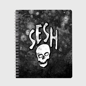 Тетрадь с принтом SESH Team (Bones) в Белгороде, 100% бумага | 48 листов, плотность листов — 60 г/м2, плотность картонной обложки — 250 г/м2. Листы скреплены сбоку удобной пружинной спиралью. Уголки страниц и обложки скругленные. Цвет линий — светло-серый
 | bones | boy | dead | deadboy | elmo | hdmi | hip | hop | kennedy | metal | rap | rapper | scream | sesh | seshollowaterboyz | skull | team | кеннеди | кости | костя | метал | рэп | рэпер | сеш | скрим | сэш | хип | хоп | череп | элмо