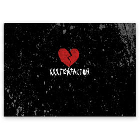 Поздравительная открытка с принтом XXXTentacion Red Broken Heart в Белгороде, 100% бумага | плотность бумаги 280 г/м2, матовая, на обратной стороне линовка и место для марки
 | broken | dead | heart | king | legend | music | rap | rapper | red | revenge | rip | xtentation | xxtennation | xxx | xxxtentacion | красное | мертв | музыка | память | разбитое | репер | рип | рэп | сердце | тентасьон | умер