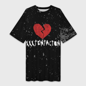 Платье-футболка 3D с принтом XXXTentacion Red Broken Heart в Белгороде,  |  | broken | dead | heart | king | legend | music | rap | rapper | red | revenge | rip | xtentation | xxtennation | xxx | xxxtentacion | красное | мертв | музыка | память | разбитое | репер | рип | рэп | сердце | тентасьон | умер