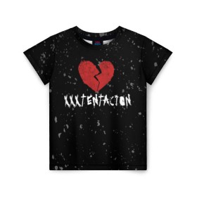 Детская футболка 3D с принтом XXXTentacion Red Broken Heart в Белгороде, 100% гипоаллергенный полиэфир | прямой крой, круглый вырез горловины, длина до линии бедер, чуть спущенное плечо, ткань немного тянется | Тематика изображения на принте: broken | dead | heart | king | legend | music | rap | rapper | red | revenge | rip | xtentation | xxtennation | xxx | xxxtentacion | красное | мертв | музыка | память | разбитое | репер | рип | рэп | сердце | тентасьон | умер