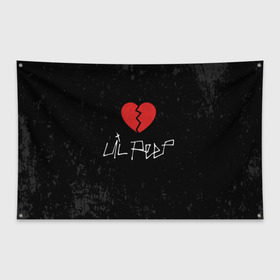 Флаг-баннер с принтом Lil Peep Broken Heart в Белгороде, 100% полиэстер | размер 67 х 109 см, плотность ткани — 95 г/м2; по краям флага есть четыре люверса для крепления | broken | dead | heart | lil | lil peep | lilpeep | music | peep | pump | rap | rapper | red | rip | густав | красное | лил | лил пип | лилпип | мертв | память | пип | разбитое | рип | рэп | рэпер | сердечко | сердце | умер | эмо