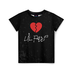 Детская футболка 3D с принтом Lil Peep Broken Heart в Белгороде, 100% гипоаллергенный полиэфир | прямой крой, круглый вырез горловины, длина до линии бедер, чуть спущенное плечо, ткань немного тянется | Тематика изображения на принте: broken | dead | heart | lil | lil peep | lilpeep | music | peep | pump | rap | rapper | red | rip | густав | красное | лил | лил пип | лилпип | мертв | память | пип | разбитое | рип | рэп | рэпер | сердечко | сердце | умер | эмо