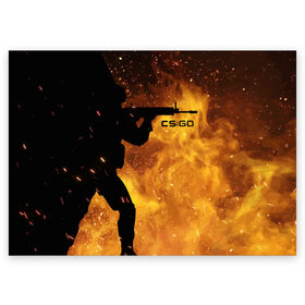 Поздравительная открытка с принтом CS:GO Fire в Белгороде, 100% бумага | плотность бумаги 280 г/м2, матовая, на обратной стороне линовка и место для марки
 | asiimov | counter | counter strike | counterstrike | cs go | cs:go | csgo | cyrex | fire | flame | global | offensive | strike | гоу | каэс | контер | контр | контра | контрстрайк | огонь | страйк | сы пщ
