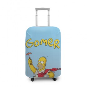 Чехол для чемодана 3D с принтом Гомер в Белгороде, 86% полиэфир, 14% спандекс | двустороннее нанесение принта, прорези для ручек и колес | gomer | simpsons | барбекю | гомер | симпсон
