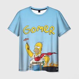 Мужская футболка 3D с принтом Гомер в Белгороде, 100% полиэфир | прямой крой, круглый вырез горловины, длина до линии бедер | gomer | simpsons | барбекю | гомер | симпсон