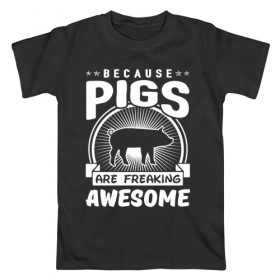 Мужская футболка хлопок с принтом Pigs are Freaking в Белгороде, 100% хлопок | прямой крой, круглый вырез горловины, длина до линии бедер, слегка спущенное плечо. | 
