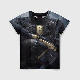 Детская футболка 3D с принтом Rainbow Six: Siege в Белгороде, 100% гипоаллергенный полиэфир | прямой крой, круглый вырез горловины, длина до линии бедер, чуть спущенное плечо, ткань немного тянется | pvp | воин | герой | дым | огонь | оружия | пламя | призрак | снайпер | сражения | тактический | туман | шутер