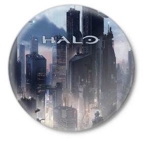 Значок с принтом Halo в Белгороде,  металл | круглая форма, металлическая застежка в виде булавки | combat | evolved | fps | космос | медиа | научно | ореол | оружия | сага | стратегия | трилогия | фантастика | франшиза