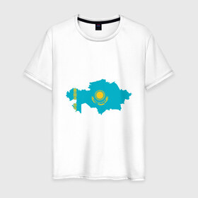 Мужская футболка хлопок с принтом Казахстан в Белгороде, 100% хлопок | прямой крой, круглый вырез горловины, длина до линии бедер, слегка спущенное плечо. | adventure | city | travel | world | азия | ас | город | государство | европа | жизнь | казах | казахстан | карта | культура | люди | мир | народ | партиот | планета | приключение | путешествие | республика | солнце
