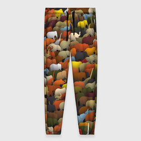 Женские брюки 3D с принтом Слоны идут налево в Белгороде, полиэстер 100% | прямой крой, два кармана без застежек по бокам, с мягкой трикотажной резинкой на поясе и по низу штанин. В поясе для дополнительного комфорта — широкие завязки | африка | животные | индия | паттрен | слон | слоники | стадо | толпа