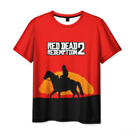 Мужская футболка 3D с принтом Red Dead Redemption 2 в Белгороде, 100% полиэфир | прямой крой, круглый вырез горловины, длина до линии бедер | rdr | rdr 2. | red dead redemption | red dead redemption 2