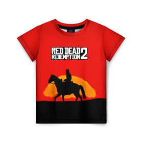 Детская футболка 3D с принтом Red Dead Redemption 2 в Белгороде, 100% гипоаллергенный полиэфир | прямой крой, круглый вырез горловины, длина до линии бедер, чуть спущенное плечо, ткань немного тянется | rdr | rdr 2. | red dead redemption | red dead redemption 2