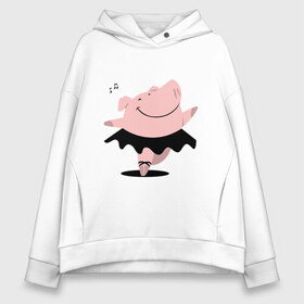 Женское худи Oversize хлопок с принтом Dancing Pig в Белгороде, френч-терри — 70% хлопок, 30% полиэстер. Мягкий теплый начес внутри —100% хлопок | боковые карманы, эластичные манжеты и нижняя кромка, капюшон на магнитной кнопке | 2019 | дед мороз | дом | елка | желание | животные | зима | кабан | милый | мороз | настроение | новый год | пеппа | подарок | позитив | поросенок | праздник | радость | рождество | салют | санта клаус