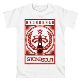 Мужская футболка хлопок с принтом Stone Sour - Hydrograd в Белгороде, 100% хлопок | прямой крой, круглый вырез горловины, длина до линии бедер, слегка спущенное плечо. | Тематика изображения на принте: corey taylor | fabuless | hydrograd | metal | rock | slipknot | song3 | stone sour | метал | рок