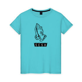 Женская футболка хлопок с принтом BONES SESH в Белгороде, 100% хлопок | прямой крой, круглый вырез горловины, длина до линии бедер, слегка спущенное плечо | bones | cloudrap | dead | deadboy | logo | music | rap | sesh | боунс | клаудреп | кости | лого | музыка | реп