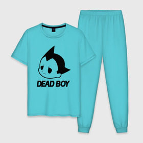 Мужская пижама хлопок с принтом DEAD BOY \ BONES в Белгороде, 100% хлопок | брюки и футболка прямого кроя, без карманов, на брюках мягкая резинка на поясе и по низу штанин
 | Тематика изображения на принте: bones | cloudrap | dead | deadboy | logo | music | rap | sesh | боунс | клаудреп | кости | лого | музыка | реп
