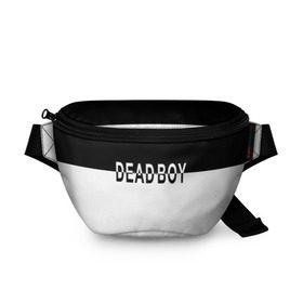 Поясная сумка 3D с принтом DEAD BOY \ BONES в Белгороде, 100% полиэстер | плотная ткань, ремень с регулируемой длиной, внутри несколько карманов для мелочей, основное отделение и карман с обратной стороны сумки застегиваются на молнию | bones | cloudrap | dead | deadboy | logo | music | rap | sesh | боунс | клаудреп | кости | лого | музыка | реп