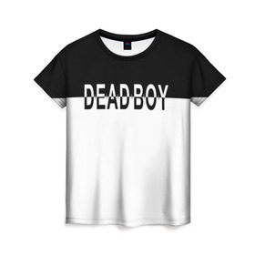 Женская футболка 3D с принтом DEAD BOY   BONES в Белгороде, 100% полиэфир ( синтетическое хлопкоподобное полотно) | прямой крой, круглый вырез горловины, длина до линии бедер | bones | cloudrap | dead | deadboy | logo | music | rap | sesh | боунс | клаудреп | кости | лого | музыка | реп